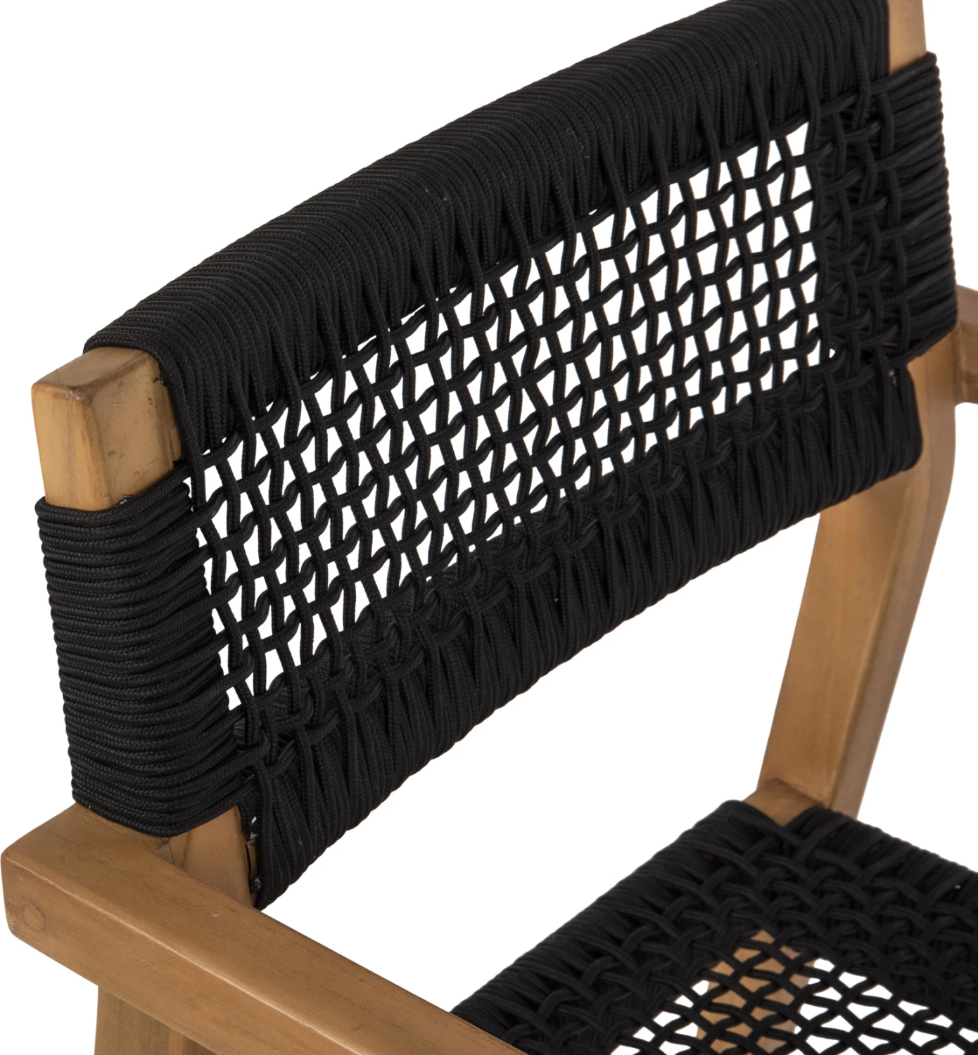 Karrige me krahë Charlotte FH9637.02 dru teak natyral dhe litar i zi 59x54x83H cm