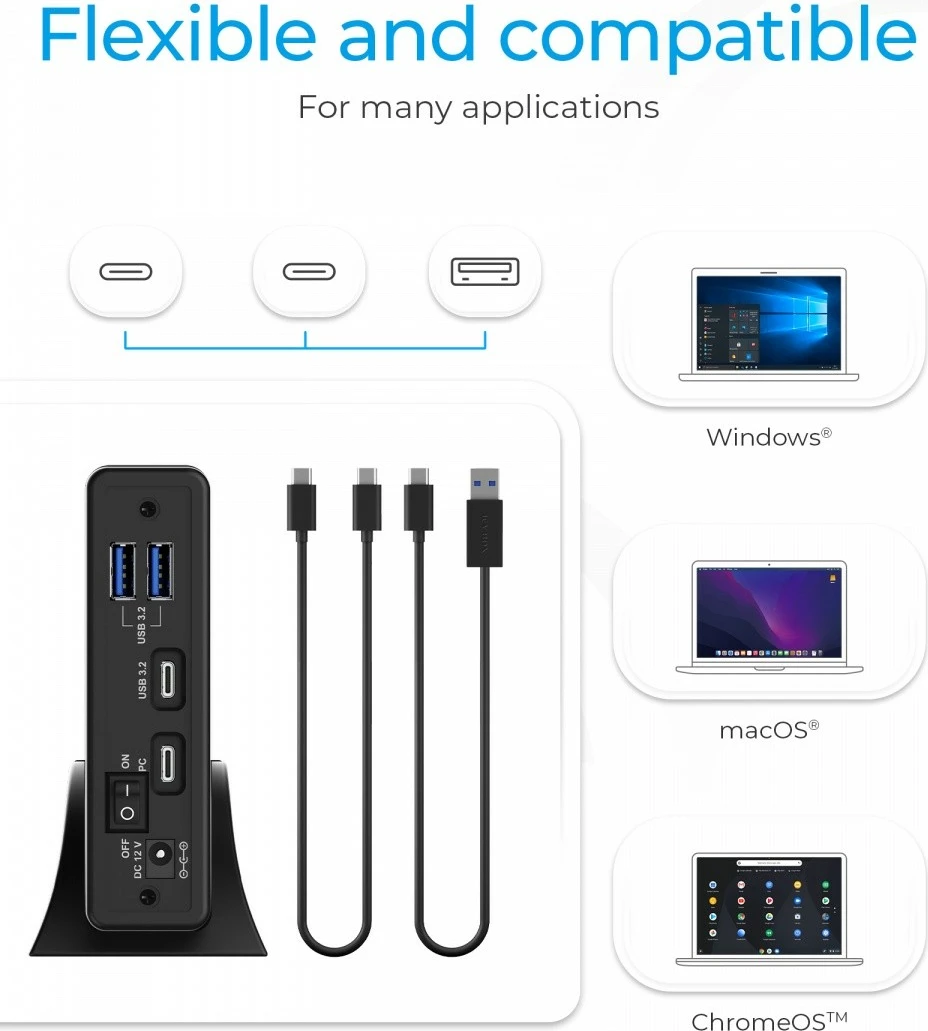 Kasë e jashtme IcyBox IB-382H-C31 për HDD/SSD 2.5"/3.5", HUB USB-C/USB-A, e zezë