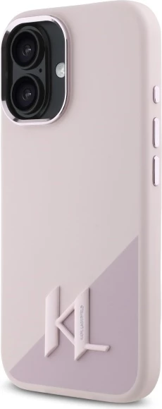 Mbështjellës Karl Lagerfeld Silicone Shadow Metal Initial MagSafe për iPhone 16, Rozë