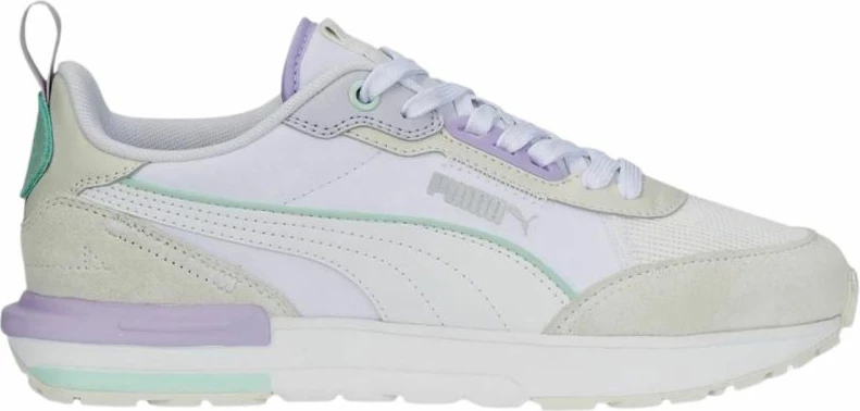 Atlete Puma për femra, ngjyrë krem-vjollcë-bardhë