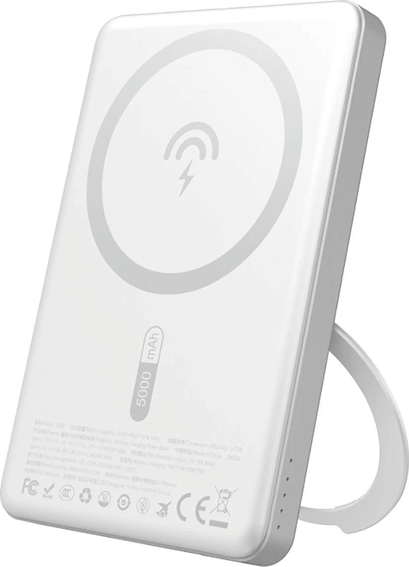 Powerbank Dudao K28S, 5000mAh, 20W PD, MagSafe, me mbajtëse, Argjendi