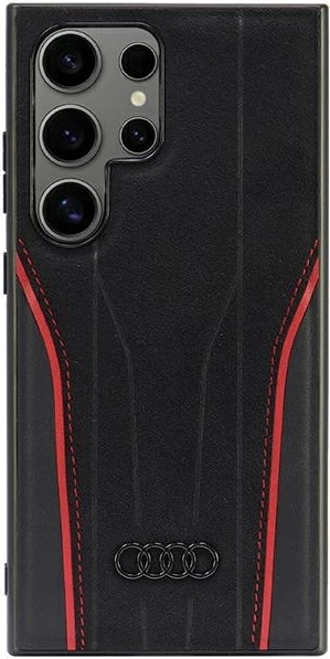 Mbështjellës Audi Genuine Leather MagSafe për Samsung Galaxy S24 Ultra, lëkurë natyrale/TPU, zi-kuqe