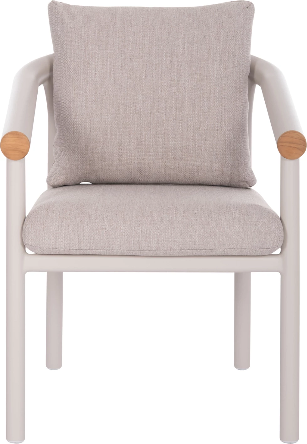 Karrige ngrënieje EUTOPIA, alumin krem e bardhë, stof OLEFIN bezhë, 62x66x78cm