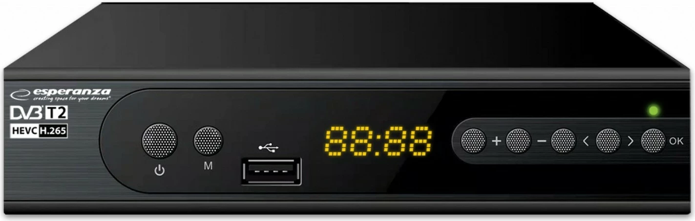 Dekoder digjital Esperanza EV106P DVB-T2 H.265/HEVC, i zi