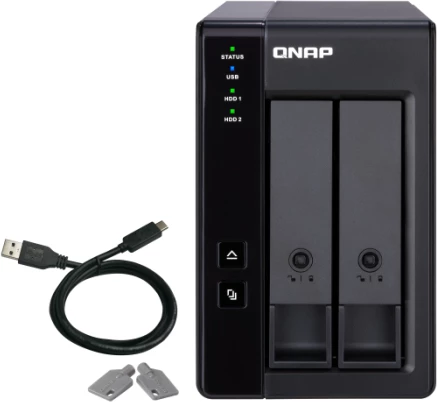 Kasë ekstensioni USB RAID QNAP TR-002, 2-bay për 2x SATA 3.5\"/2.5\", USB-C 3.2 Gen 2, e zezë
