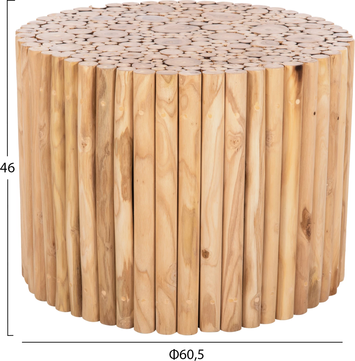 Tavolinë kafeje e rrumbullakët COOTER FH9864 degë tik - natyrale Φ60,5x46Hcm