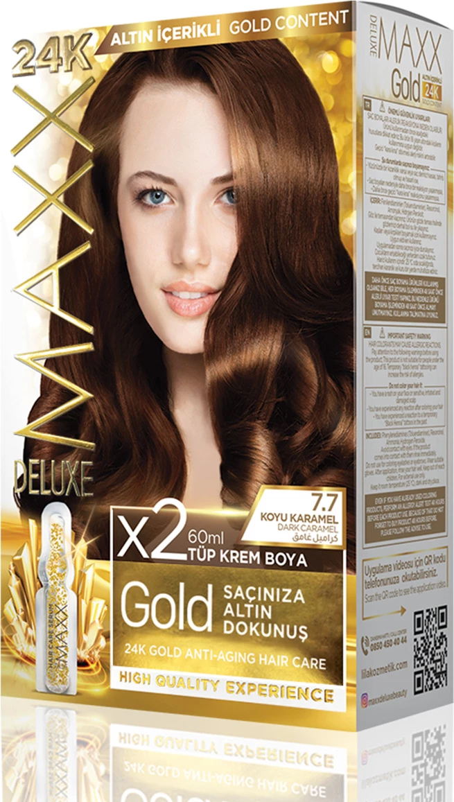 Ngjyrë për flokë MAXX GOLD SET 7.7 Dark Caramel, 50 ml