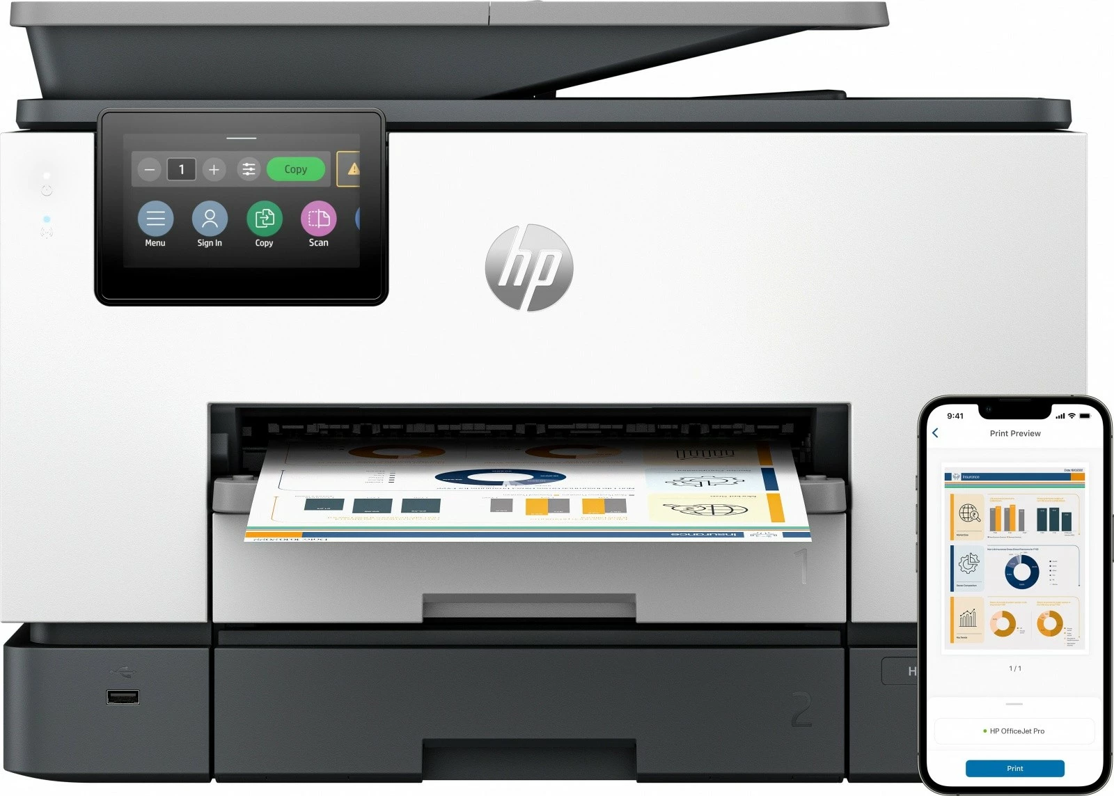 Pajisje multifunksionale HP OfficeJet Pro 9130b, 4U561B, me ngjyra, e zezë/e bardhë