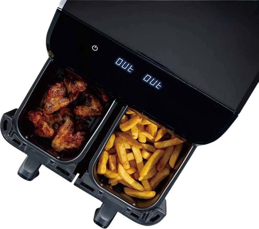 Friteuzë me ajër dyfishe Feel-Maestro MR-758, 9L (2x4.5L), 2000W, 8 programe, ekran LCD, e zezë