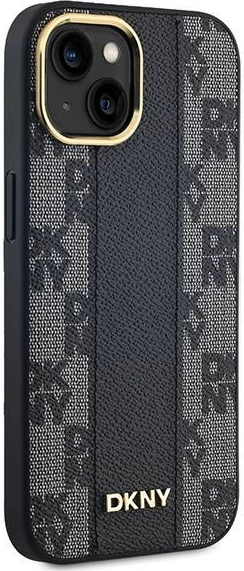 Mbështjellës DKNY Leather Checkered Mono Pattern MagSafe për iPhone 14/15/13, i zi