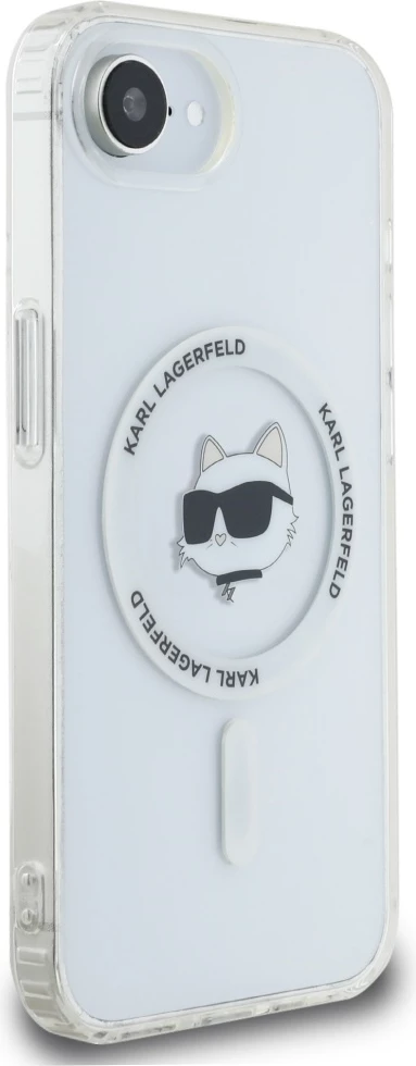 Mbështjellës Karl Lagerfeld IML Metal Choupette Head MagSafe për iPhone 16e, Bardhë
