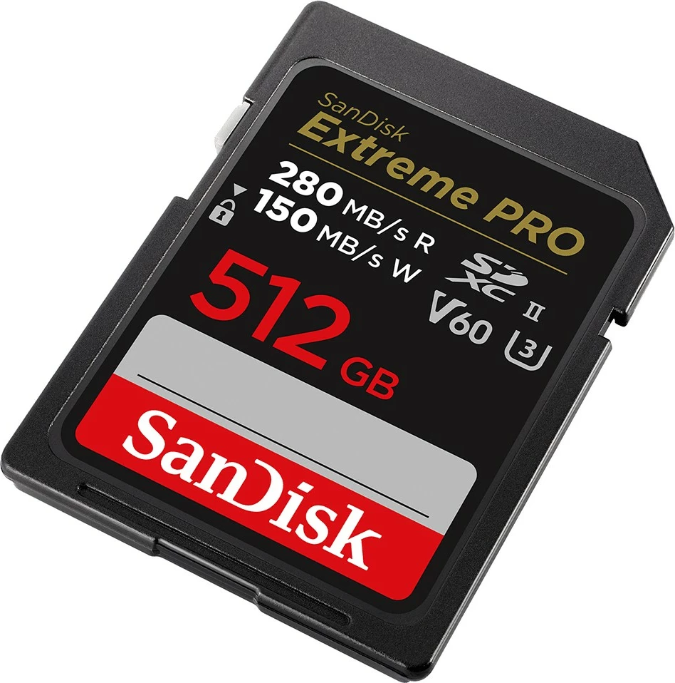 Kartelë memorie SanDisk Extreme PRO SDSDXEP-512G-GN4IN, 512 GB, SDXC, UHS-II, e zezë