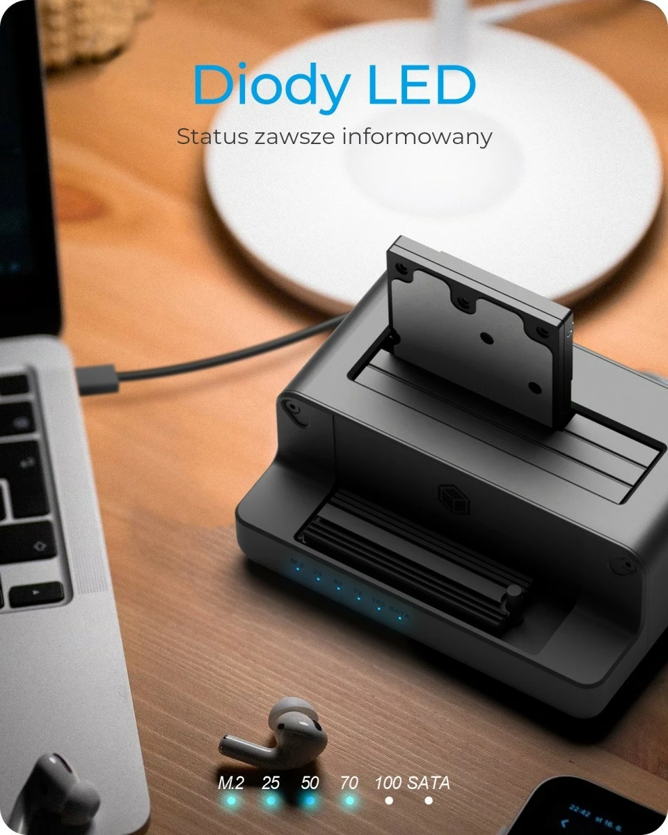 Docking station IcyBox IB-2914MSCL-C31 për SSD/HDD 2.5''/3.5'' dhe M.2 NVMe, e zezë