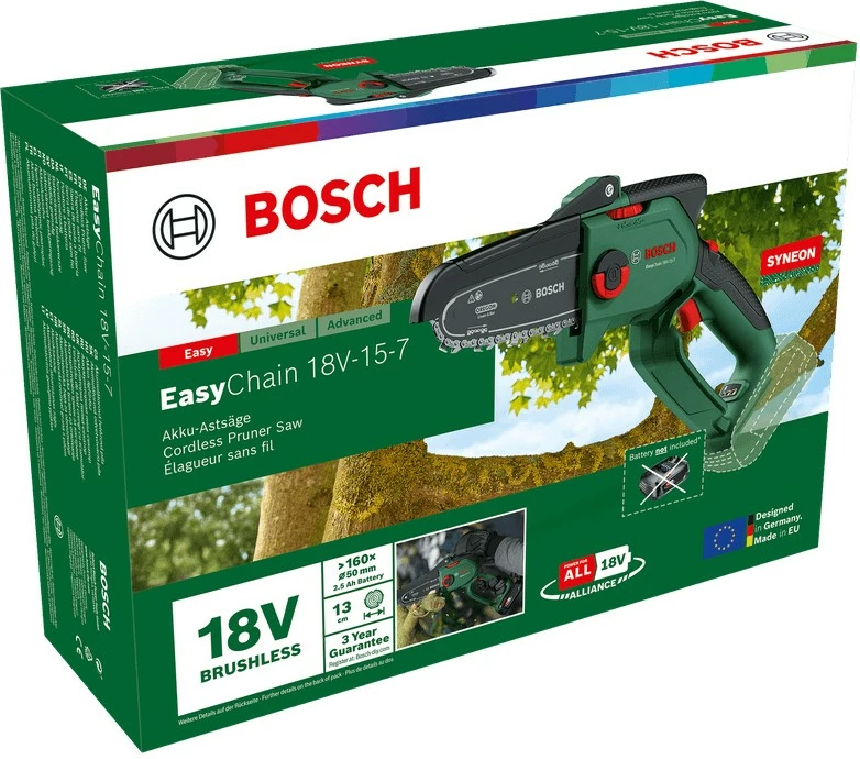 Sharrë elektrike Bosch EasyChain 18V-15-7 solo, me bateri, e gjelbër/zezë