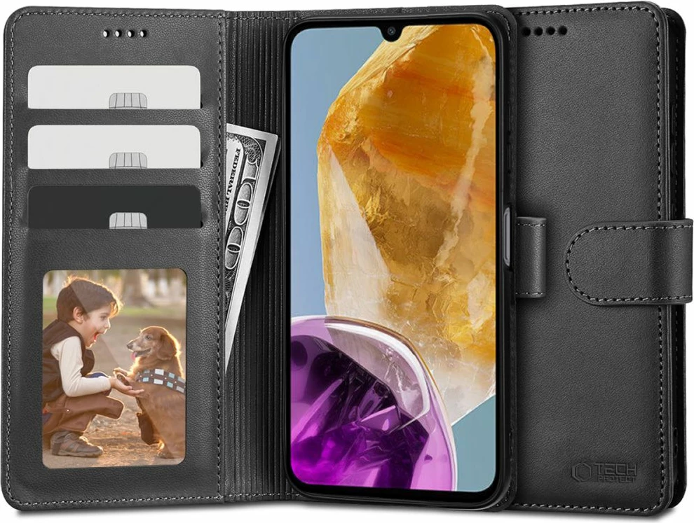 Mbështjellës portofol Tech-Protect për Samsung Galaxy M15 5G, i zi