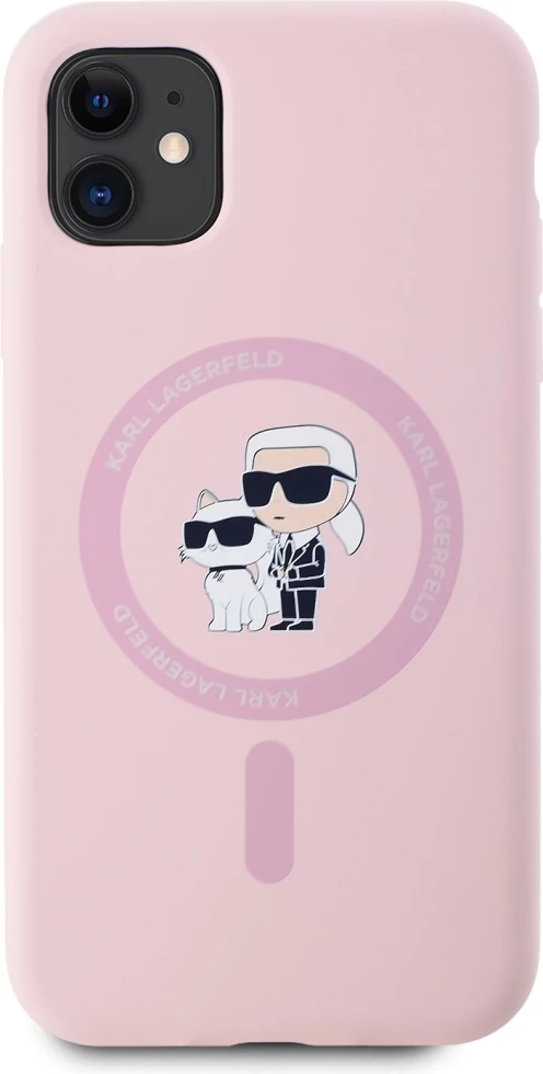 Mbështjellës Karl Lagerfeld Silicone Karl&Choupette MagSafe për iPhone 11, Rozë