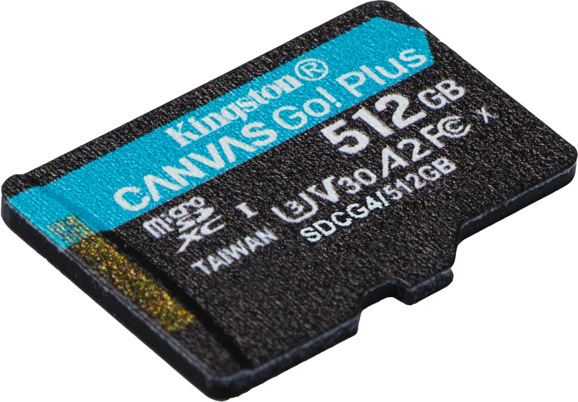 Kartelë microSD Kingston Canvas Go Plus 512GB, 200MB/s, me adapter, e zezë/turquoise