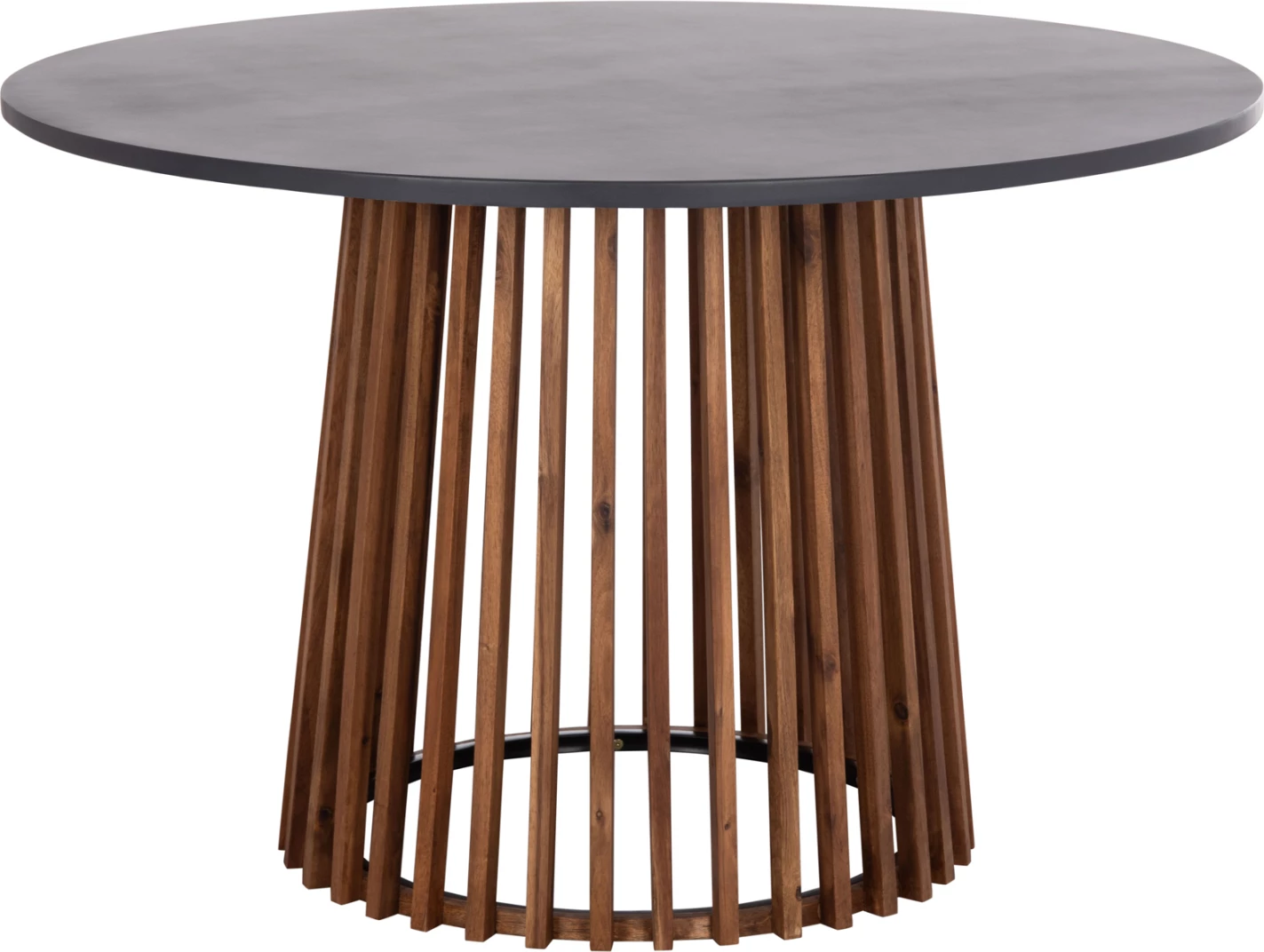 Tavolinë e rrumbullakët për jashtë, cement dhe dru akacie, CRISTOBAL FH6235, 120x77cm