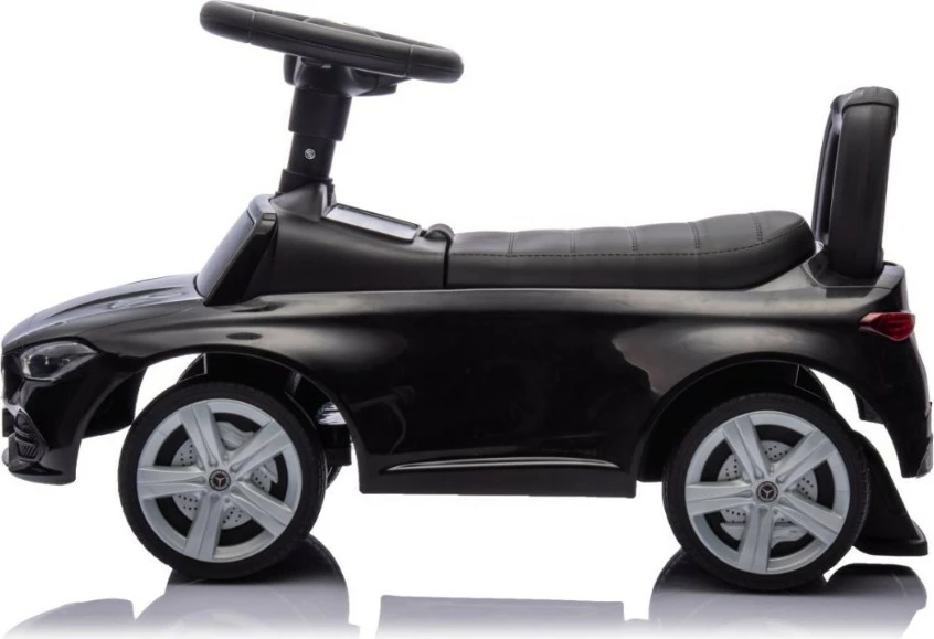 makinë shtytëse për fëmijë, Milly Mally Mercedes C-Class S 6103, 4 rrota, 12m+, ngarkesë 25 kg, timon me tinguj, ndarje nën sedilje, e zezë