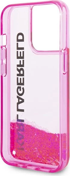 Mbështjellës Karl Lagerfeld KLHCP14LLCKVF për iPhone 14 Pro 6.1", hardcase Liquid Glitter, rozë