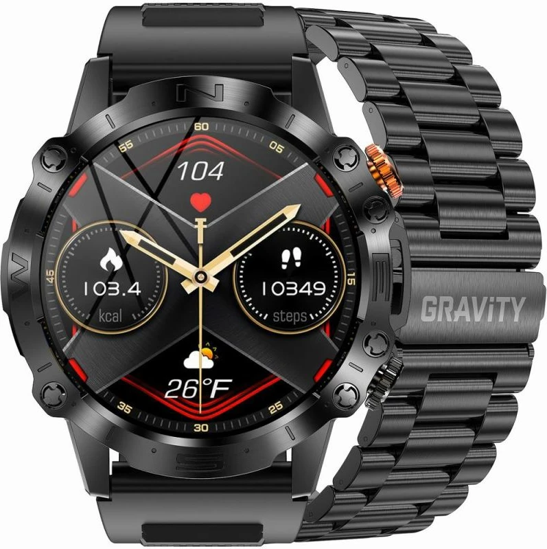 Smartwatch Gravity për meshkuj, e zezë