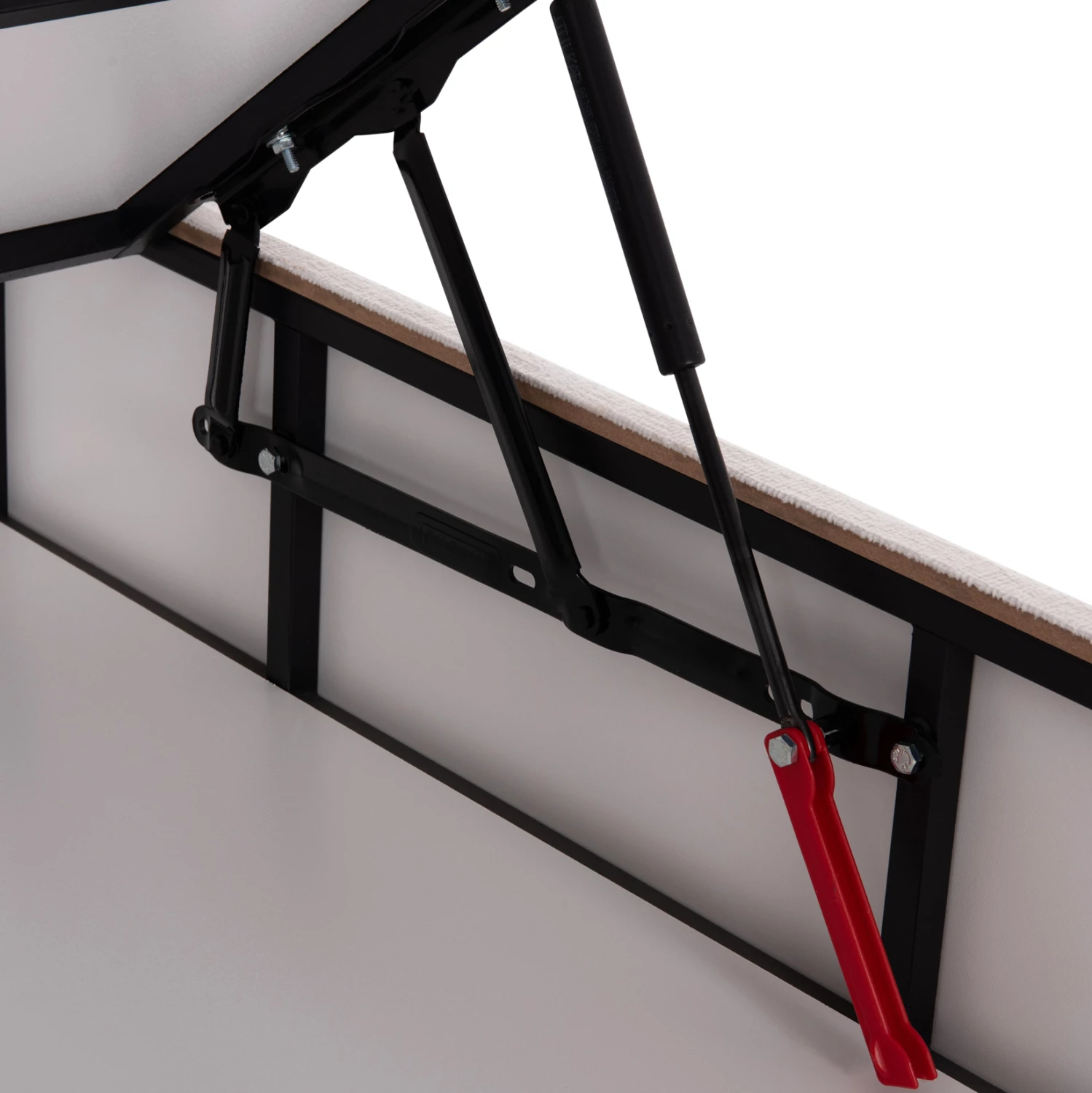 Krevat me hapësirë depozitimi DREAMLET, stof boucle i bardhë, për dyshek 160x200cm