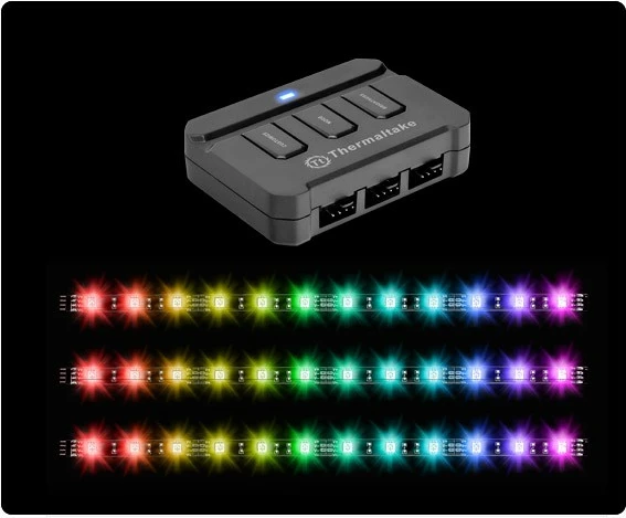 Shirit LED RGB Thermaltake Lumi 3 copë, 300mm, i zi