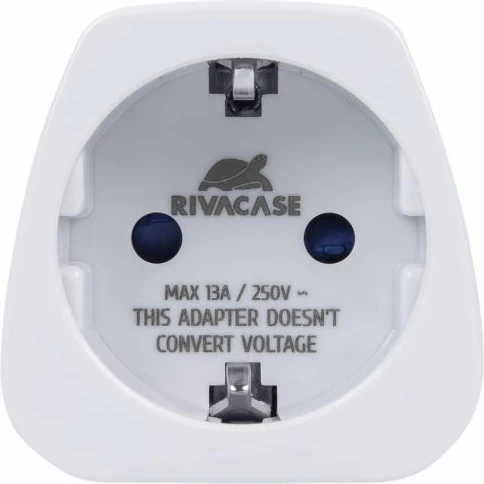 Adapter udhëtimi RIVACASE PS4401 EU në UK, 13A, 3250W, i bardhë