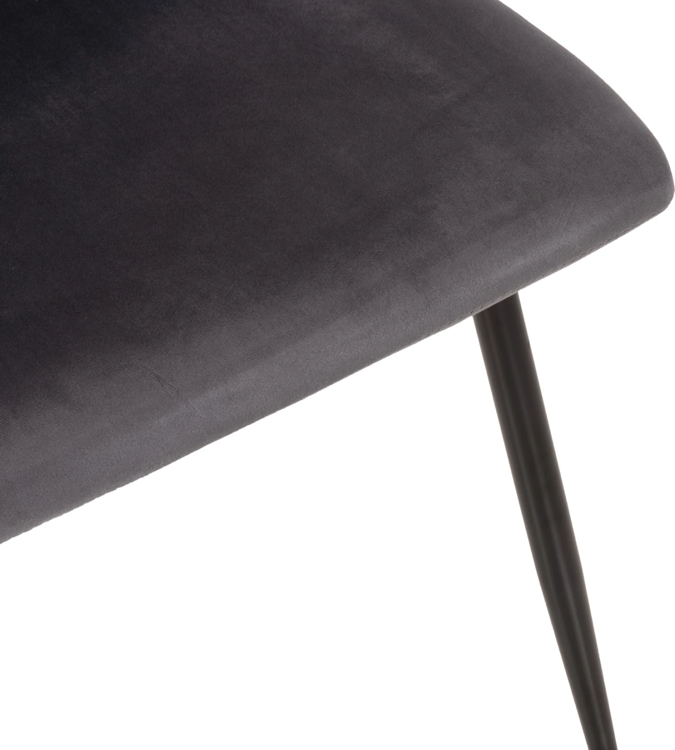 Karrige për ngrënie LATRELL FH8587.01 kadife gri & këmbë metali të zeza 43x54x88Hcm., set prej 4 copë