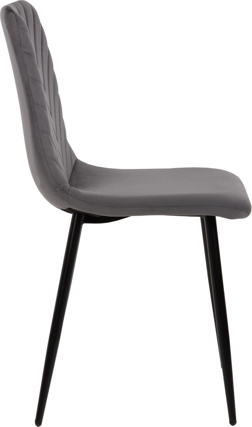 Karrige për ngrënie LATRELL FH8587.01 kadife gri & këmbë metali të zeza 43x54x88Hcm., set prej 4 copë