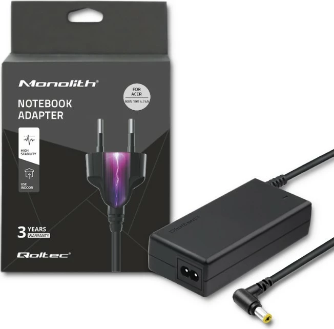 Adapter rryme për laptop Qoltec 90W, për Acer, 19V 4.74A, 5.5x1.7mm, i zi
