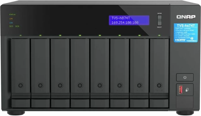 server NAS QNAP TVS-h874T-i7-32G, 8-bay, 32GB RAM DDR4, Thunderbolt 4, 2.5GbE, i zi
