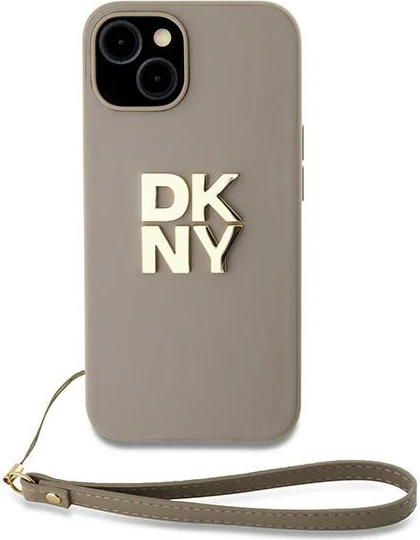 Mbështjellës DKNY Wrist Strap Stock Logo për iPhone 15/14/13, bezhë
