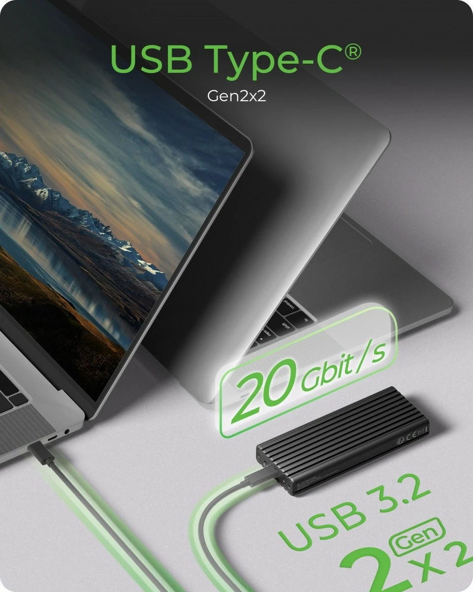 Kasë e jashtme IcyBox IB-1917M-C32, për NVMe M.2 SSD, USB 3.2 Gen 2x2, e zezë