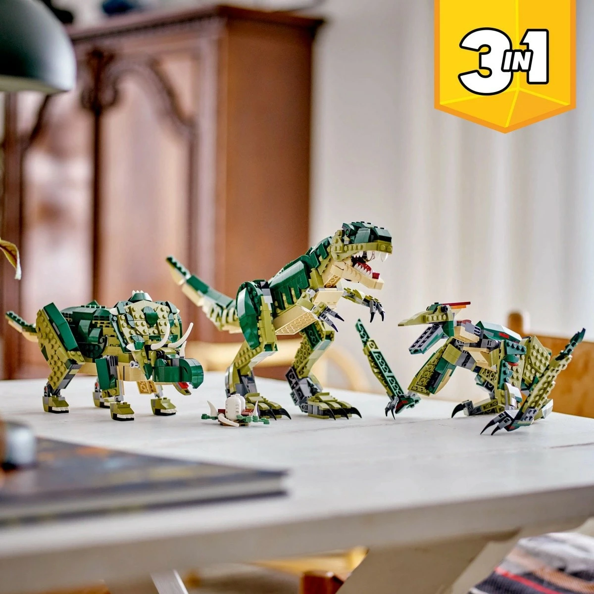 Set lodrash LEGO Creator 3-në-1 Tyrannosaurus Rex 31151, 626 pjesë, plastikë, për fëmijë, jeshile