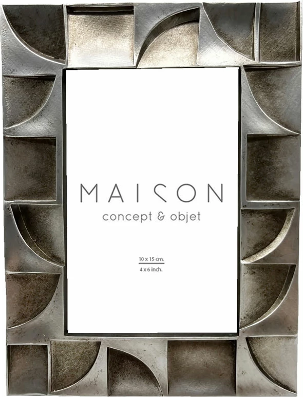 Kornizë Loen, polirezine, ngjyrë argjendi, xham, 16x2x21 cm