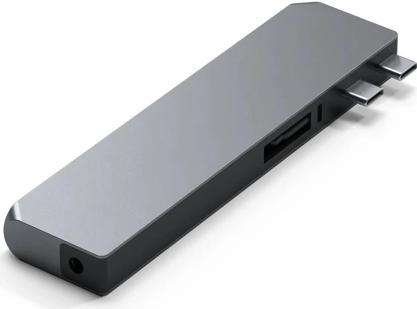 Hub USB-C Satechi Pro Max për MacBook, 2x USB-C, USB-A, 4K HDMI, lexues kartelash micro/SD, Ethernet, port jack, ngjyrë gri e yllit