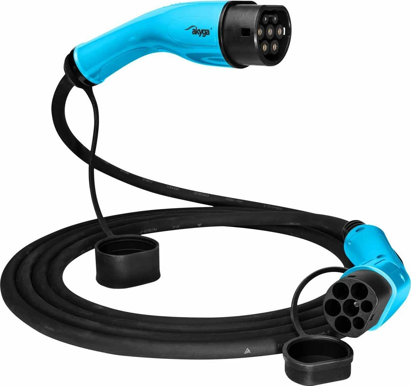 Kabëll karikimi Akyga AK-EC-16, Type2 / Type2, 3-fazë, 32A, 22kW, 6m, zi-kaltër