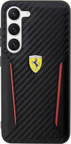 Mbështjellës Ferrari FEHCS23MNPYK për Samsung Galaxy S23+, Carbon Contrast Edges, i zi
