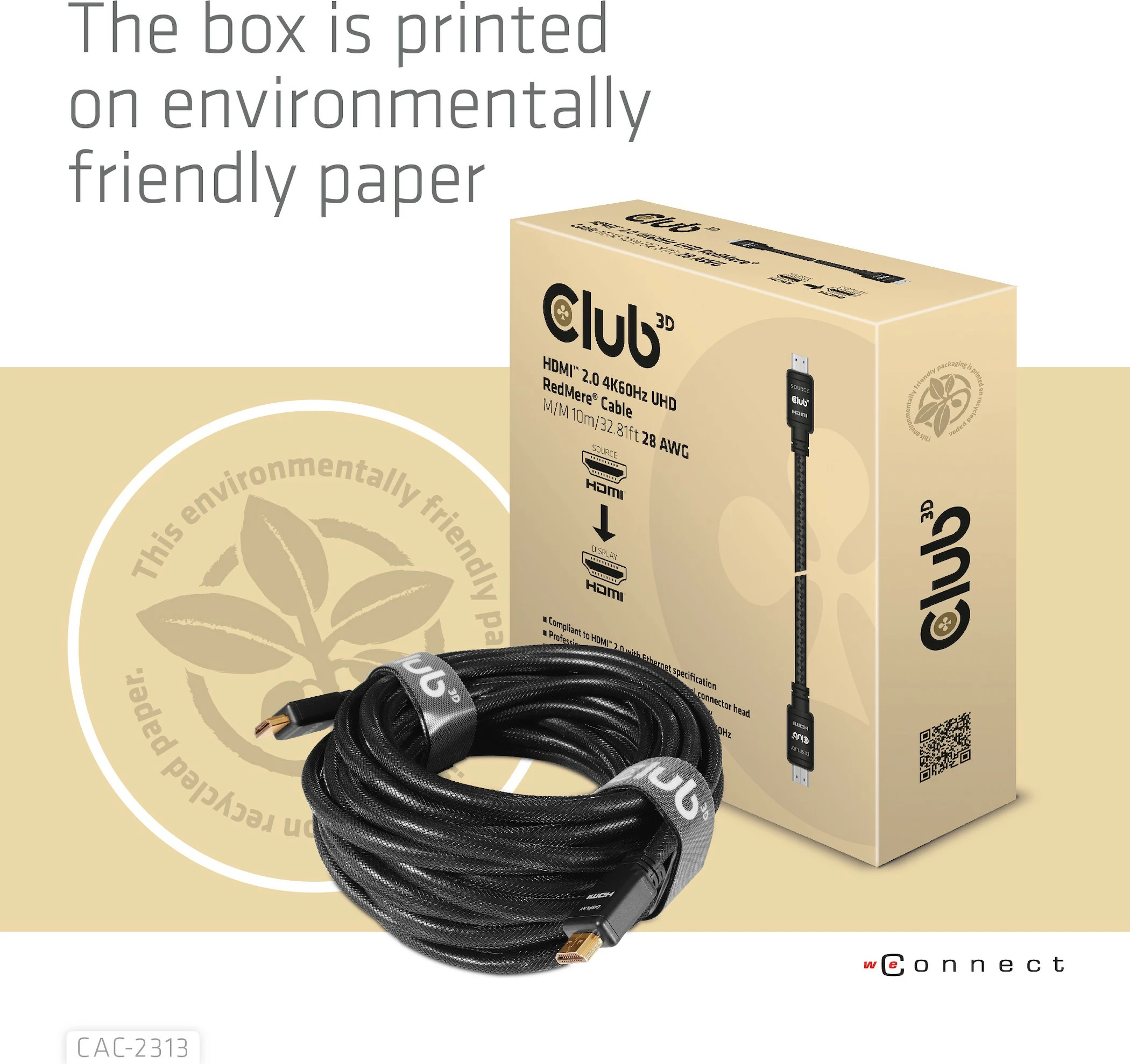 Kabllo HDMI Club3D 2.0, 10m, 4K60Hz, e zezë