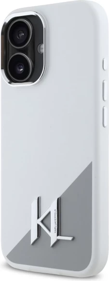 Mbështjellës Karl Lagerfeld Silicone Shadow Metal Initial MagSafe për iPhone 16, Bardhë
