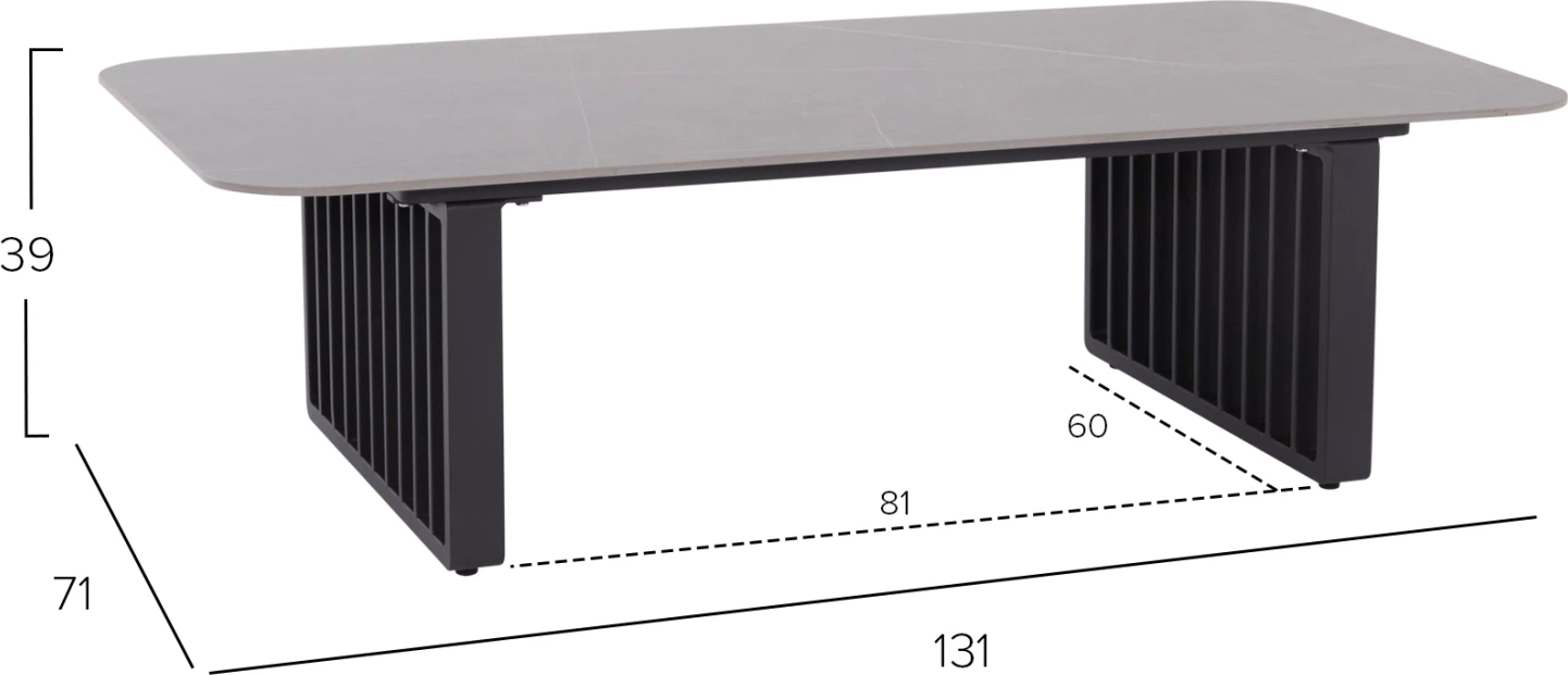 Set lounge për jashtë, 4 pjesë, seria Eternity, alumin anthracite, sipërfaqe guri sinterizuar, ngjyrë gri e errët