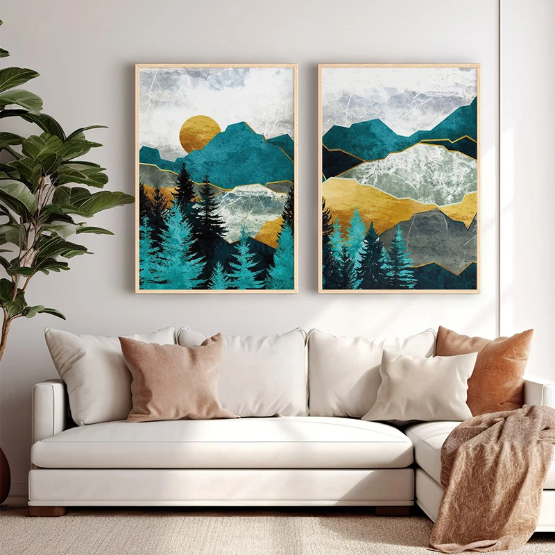 Dekor muri në kornizë Lovas diptyque, print digjital, shumëngjyrësh, 33x1.5x48cm