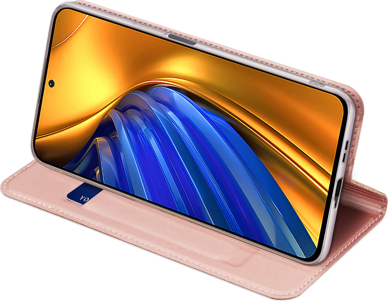 Mbështjellës Dux Ducis Skin Pro për Xiaomi Poco F4 5G, me xhep dhe qëndrim, rozë