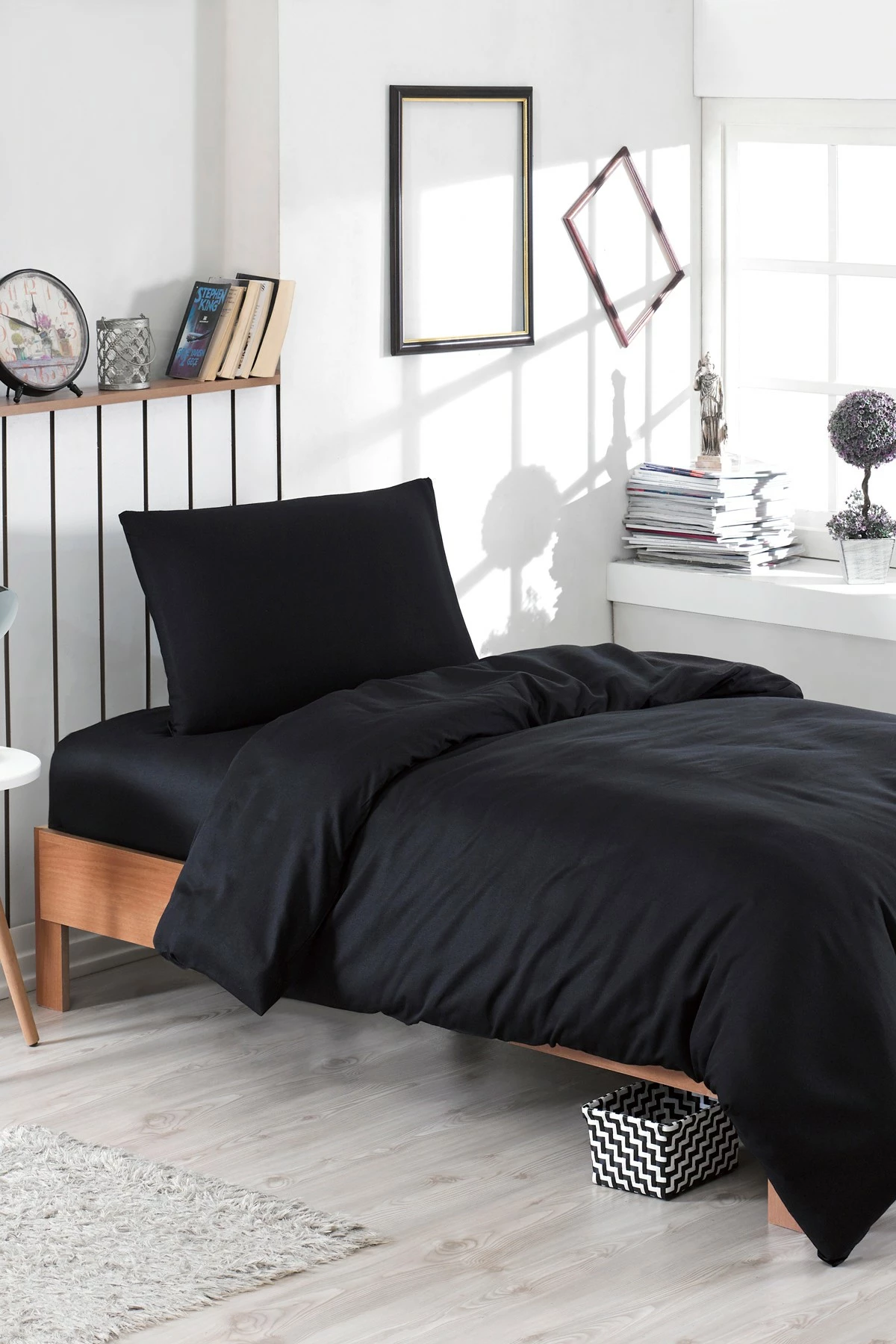 Set mbulesë për jorgan dopio, ngjyrë e zezë, L'essentiel, Duz Boya