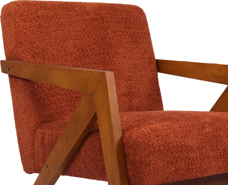 Fotel Garifa, material terakote, këmbë ngjyrë arre, 79x75x75cm