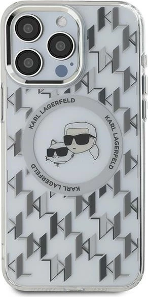 Mbështjellës Karl Lagerfeld IML Monogram Karl & Choupette Head MagSafe për iPhone 15 Pro Max, Transparent