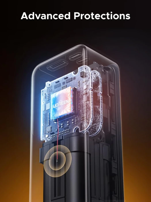 Powerbank UGREEN 55987B 20000mAh 165W me ekran TFT dhe kabllo USB-C të integrume, gri