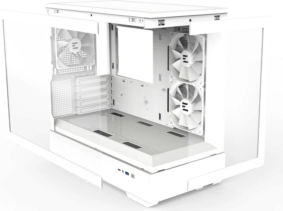 Kasë Zalman P30 White V2, Mini Tower, ARGB, Micro ATX, xham i temperuar, e bardhë