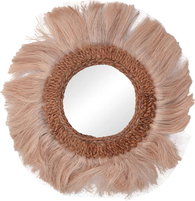 Pasqyrë abaca Fraklone Inart, ngjyrë natyrale, D50x4cm